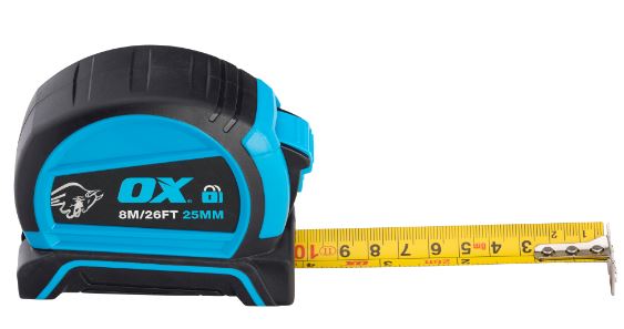 OX Pro Dual Auto Lock Tape Measure – 8m / 26ft