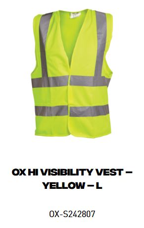 OX Hi Visibility Vest – Yellow