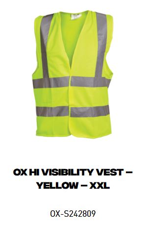 OX Hi Visibility Vest – Yellow