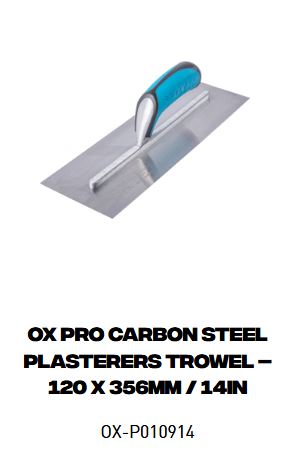 OX Pro Carbon Steel Plasterers Trowel – 120 X 356mm / 14in