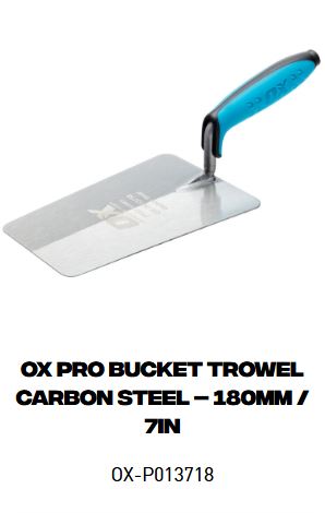 OX Pro Bucket Trowel Carbon Steel – 180mm / 7in