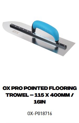 OX Pro Pointed Flooring Trowel – 115 x 400mm / 16in