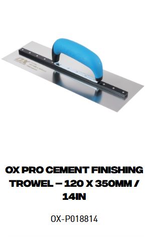 OX Pro Cement Finishing Trowel – 120 x 350mm / 14in