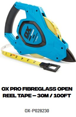 OX Pro Fibreglass Open Reel Tape – 30m / 100ft