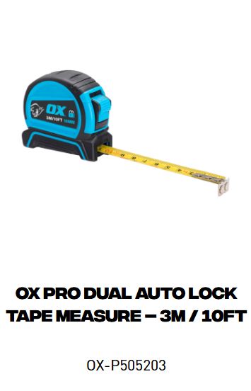 OX Pro Dual Auto Lock Tape Measure – 3m / 10ft