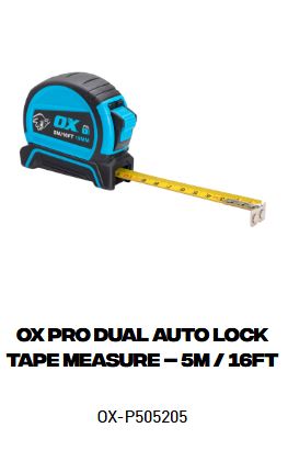 OX Pro Dual Auto Lock Tape Measure - 5m / 16ft