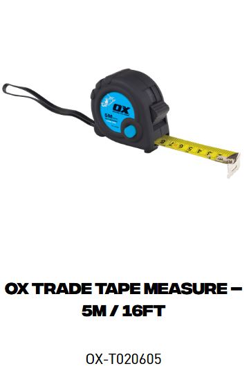 OX Trade Tape Measure – 5m / 16ft