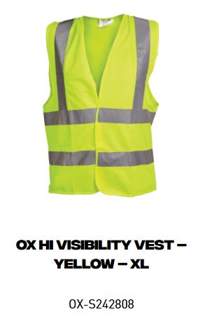 OX Hi Visibility Vest – Yellow